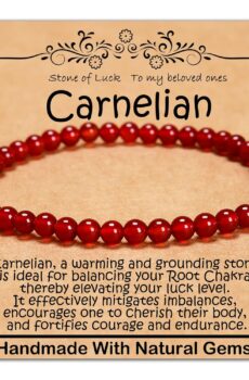 4mm Natural Healing Gemstone Bracelet Handmade Yoga Stretch Elastic Bracelet Stress Relief Crystal Jewelry for Men and Women (4mm, Carnelian)