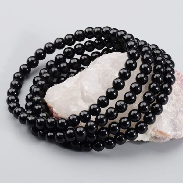 Massive Beads Black Onyx - Stone of Positive Energy - Handmade Yoga Stretch Elastic Bracelet Natural Stone Crystal Healing Power Energy Gifts for Unisex Adult 6mm - Image 4