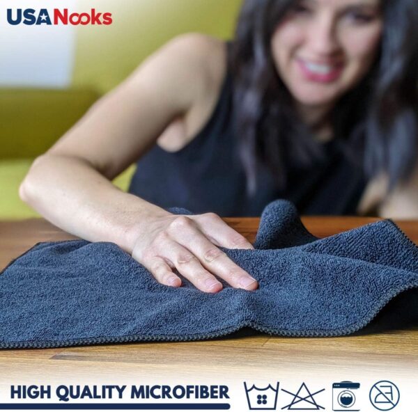 Microfiber Cleaning Cloth Grey - 12 Packs 12.5"x12.5" - High Performance - 1200 Washes, Ultra Absorbent Towels Weave Grime & Liquid for Streak-Free Mirror Shine - Car Washing Cloth - Image 6