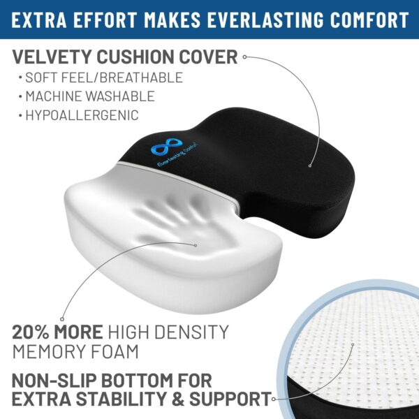 Everlasting Comfort Doctor Recommended Memory Foam Seat Cushions for Office Chairs - HSA FSA Eligible Tailbone Pain Relief Cushion, Sciatica & Back Support, Office Chair Cushion & Car Seat Cushion - Image 8