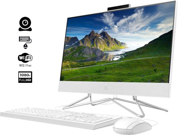 HP 2022 Newest All-in-One Desktop, 21.5" FHD Display, Intel Celeron J4025 Processor, 16GB RAM, 512GB PCIe SSD, Webcam, HDMI, RJ-45, Wired Keyboard&Mouse, WiFi, Windows 11 Home, White - Image 3