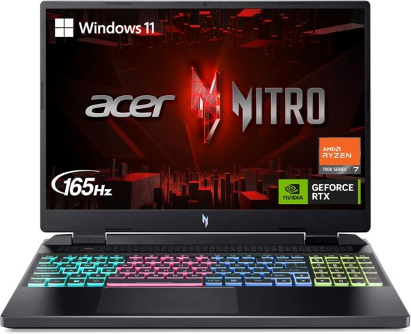 Acer Nitro 16 Gaming Laptop | AMD Ryzen 7 7840HS OctaCore CPU | NVIDIA GeForce RTX 4060 Laptop GPU | 16" WUXGA 165Hz IPS Display | 16GB DDR5 | 1TB Gen 4 SSD | WiFi 6E | RGB Backlit KB | AN16-41-R4CY