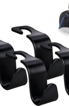 Amooca Car Seat Headrest Hook 4 Pack Hanger Storage Organizer Universal for Handbag Purse Coat fit Universal Vehicle Car Black S Type