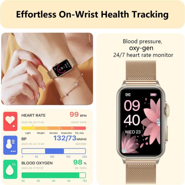 FITVII Nexa Fitness Tracker Answer/Make Calls, Smart Watch with Blood Pressure, Blood Oxygen, 24/7 Heart Rate Monitor, 120+ Sport Mode Activity Tracker with Step Counter, Sleep Tracker for Women Men