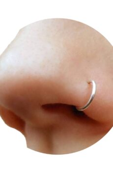 Fake Clip On Nose Ring 20g – 925 Sterling Silver Tiny Faux Piercing Hoop – No Piercing Needed