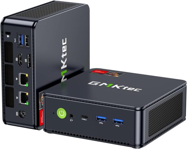 GMKtec M6 Gaming PC Mini AMD Ryzen 5 6600H(Max 4.5GHz) Windows 11 Pro Dual NIC LAN 2.5G DDR5 Dual SSD Slot/WiFi 6E, USB3.2, USB-C, BT5.2, DP, HDMI, Dual Fan