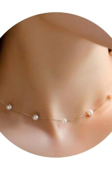 Gold Pearl Necklace, Pearl Choker Necklace 15'' Pearl Necklaces for Women Dainty Gold Choker Beach Necklaces for Girls Adjustable Girls Bead Jewelry Bride Bridesmaid Wedding Birthday Gifts