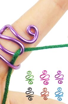 Handmade Crochet Tension Ring, Lefties & Righties Yarn Tension Control Ring, Adjustable Companion Ring, Gift for Crocheters Knitters, Birthday Gifts For Mom, Women (Size 7-10, Purple)