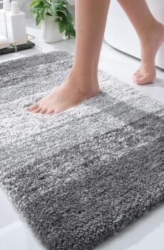 OLANLY Bathroom Rugs Mat 30x20, Extra Soft and Absorbent Microfiber Bath Rugs, Non-Slip Plush Shaggy Bath Carpet, Machine Wash Dry, Bath Mat for Bathroom Floor, Tub and Shower, Grey