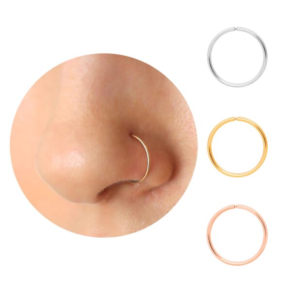 Thin Nose Rings Hoops for Women/Men,Tiny Small Gold Nose Rings 22g for Nose Piercings (1pc - 22 gauge - 7mm,14K Gold Filled)