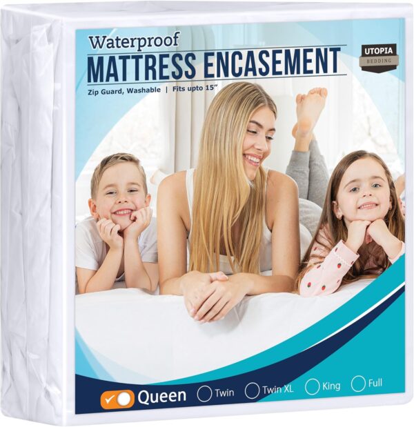 Utopia Bedding Zippered Mattress Encasement Queen - 100% Waterproof and Bed Bug Proof Mattress Protector - Absorbent, Six-Sided Mattress Cover