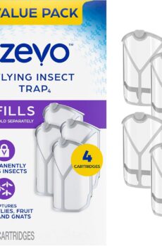 ZEVO Flying Insect Refills for Indoor Light Trap: 4 Light Trap Refill Cartridges Capture Fruit Flies, Gnats and Houseflies (4 Cartridges)