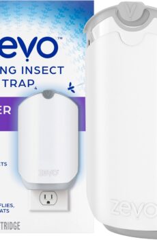 Zevo Flying Insect Trap for Indoors: Light Trap Captures Fruit Flies, Gnats and Houseflies, Starter Kit (1 Plug-in Base + 1 Cartridge)