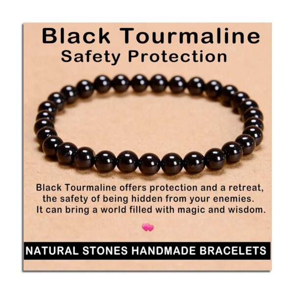 AD Beads Handmade Gemstone Stretch Elastic Bracelet Crystal Healing Reiki Nature's Beauty and Spiritual Essence Unisex (6mm, Black Tourmaline (Best protection))