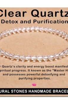 AD Beads Handmade Gemstone Stretch Elastic Bracelet Crystal Healing Reiki Nature's Beauty and Spiritual Essence Unisex (4mm, Clear Quartz (Detox and Purification))