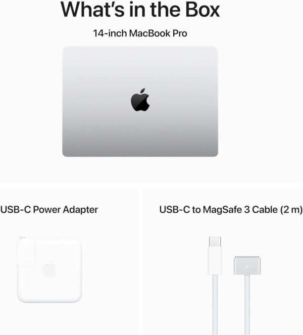 Apple 2023 MacBook Pro Laptop M3 chip with 8‑core CPU, 10‑core GPU: 14.2-inch Liquid Retina XDR Display, 8GB Unified Memory, 512GB SSD Storage; Silver with AppleCare+ (3 Years) - Image 6