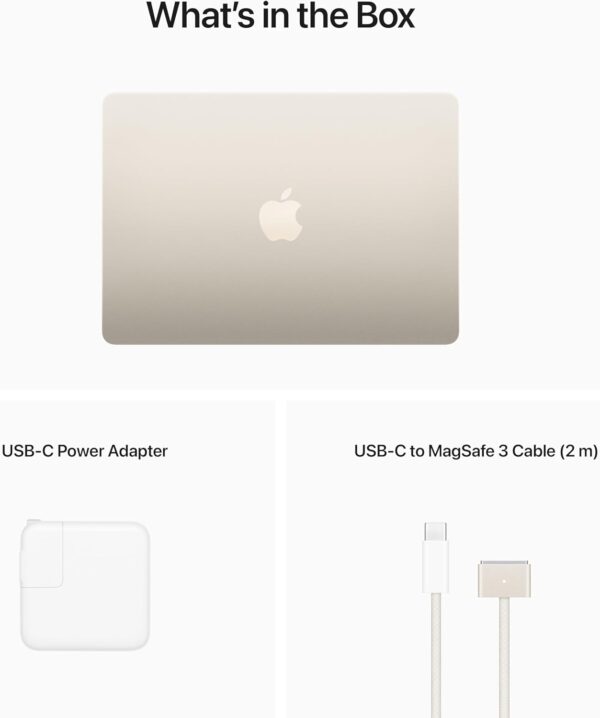 Apple 2022 MacBook Air Laptop with M2 chip: Built for Apple Intelligence, 13.6-inch Liquid Retina Display, 8GB RAM, 256GB SSD Storage, Backlit Keyboard, 1080p FaceTime HD Camera; Starlight - Image 7