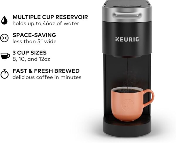 Keurig K-Slim Single Serve K-Cup Pod Coffee Maker, Multistream Technology, 3 Brew Sizes, Slim and Sleek Design, 46oz Removable Reservoir, Black - Image 4