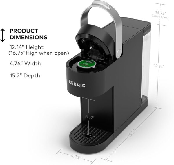 Keurig K-Slim Single Serve K-Cup Pod Coffee Maker, Multistream Technology, 3 Brew Sizes, Slim and Sleek Design, 46oz Removable Reservoir, Black - Image 6