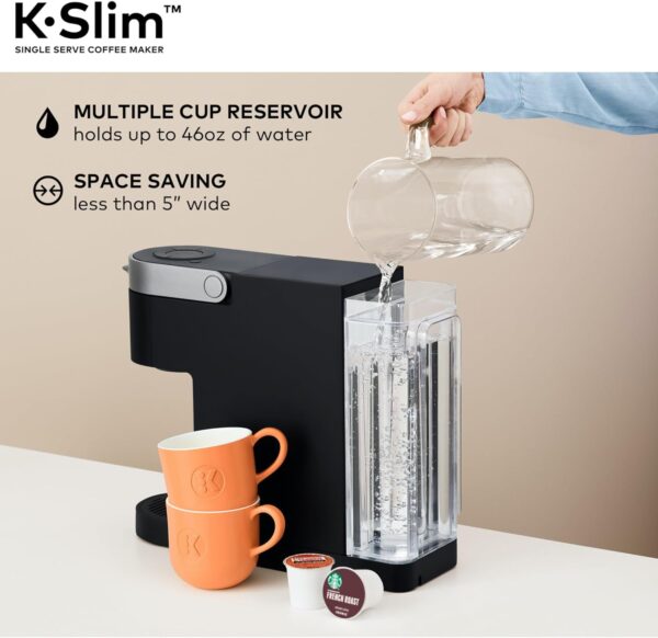 Keurig K-Slim Single Serve K-Cup Pod Coffee Maker, Multistream Technology, 3 Brew Sizes, Slim and Sleek Design, 46oz Removable Reservoir, Black - Image 5