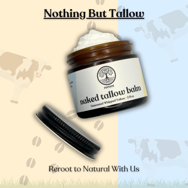 Handmade NAKED TALLOW BALM | 1 Ingredient - 100% Grass Fed Tallow | Whole Body & Face | Whipped & UNSCENTED for Sensititve Dry Skin, Babies, Eczema, Psoriasis, Rosacea (2oz) - Image 2