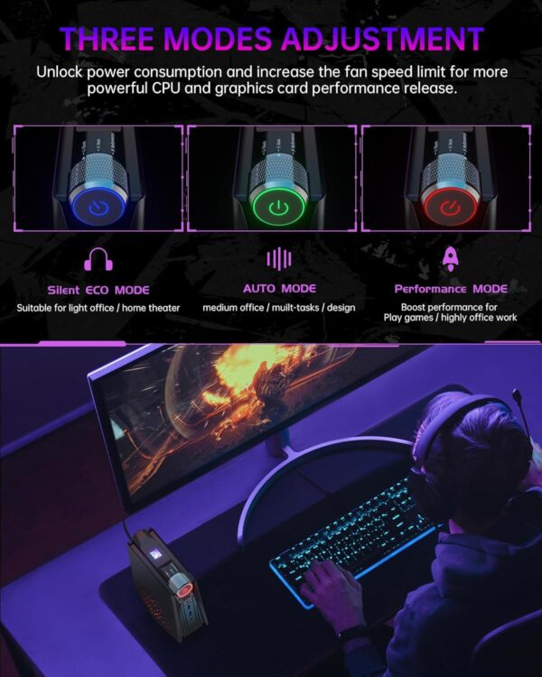ACEMAGICIAN [Gaming PC] Ryzen Mini PC, AMD Ryzen 7 5800U(up to 4.4Ghz) 16GB DDR4 512GB NVME SSD Mini Desktop Computer, Mini Computers [WiFi6/BT5.2] [4K UHD/RGB Lights/3 Adjustable Mode PC Gaming] - Image 3