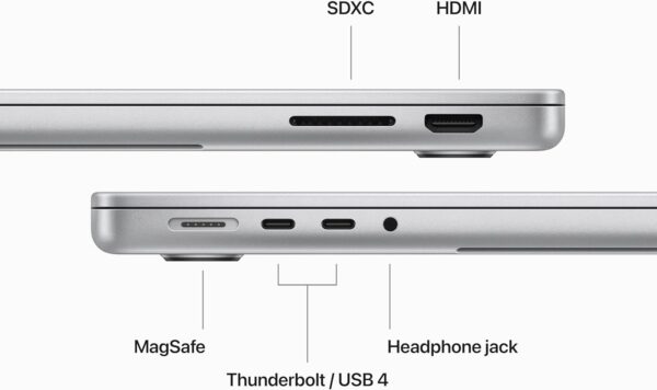 Apple 2023 MacBook Pro Laptop M3 chip with 8‑core CPU, 10‑core GPU: 14.2-inch Liquid Retina XDR Display, 8GB Unified Memory, 512GB SSD Storage; Silver with AppleCare+ (3 Years) - Image 5