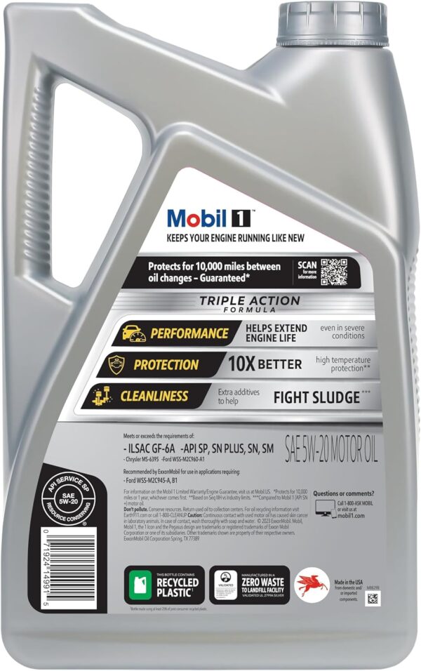 Mobil 1 Advanced Full Synthetic Motor Oil 5W-20, 5 Quart - Image 3