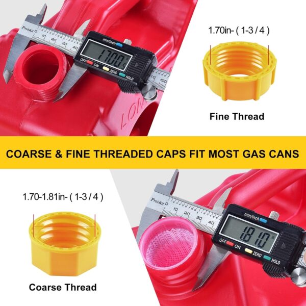 Gas Can Spout Replacement, Gas Can Nozzle. Hose Length is 8.1 in, Easier to use. For most 1/2/5/10 gal oil cans. With Gas Tank Vent Caps, Thick rubber pad, Spout Cover, Base Caps (6 Kit-Yellow) - Image 2