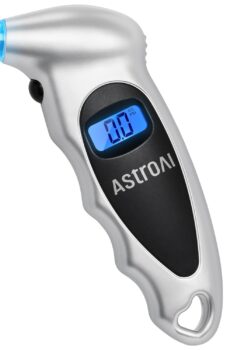 AstroAI Digital Tire Pressure Gauge 150 PSI 4 Settings for Car Truck Bicycle with Backlight LCD and Non-Skid Grip Car Accessories, Silver (1 Pack)