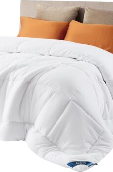 Bedsure Comforter Duvet Insert - Quilted Comforters Queen Size, All Season Duvet, Down Alternative Bedding Comforter with Tabs(White,Queen 88"x88")