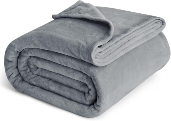 Bedsure Fleece Bed Blankets Queen Size Grey - Soft Lightweight Plush Fuzzy Cozy Luxury Blanket Microfiber, 90x90 inches