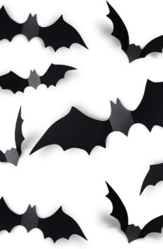 Coogam 60PCS Halloween Bats Decoration, 4 Different Sizes Realistic PVC Black 3D Scary Bat Sticker for Home Decor DIY Wall Decal Bathroom Indoor Hallowmas Party Supplies