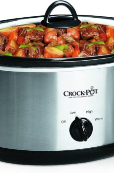 Crock-Pot 7 Quart Oval Manual Slow Cooker, Stainless Steel (SCV700-S-BR), Versatile Cookware for Large Families or Entertaining