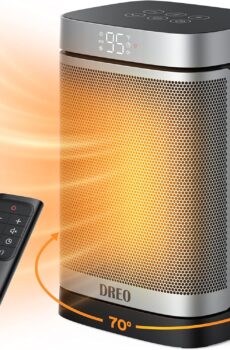 Dreo Space Heater, 1500W Portable Electric Heaters for Indoor Use, PTC Ceramic Heater for Office with Remote, Thermostat, 70°Oscillation, 12H Timer, 5 Modes, Safe Quiet Room Heater for Bedroom