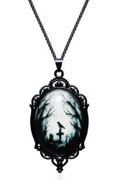 Gothic Necklace as Goth Accessories for Halloween Costume Jewelry for Women, Gothic Jewelry Witch Necklace as Black Choker Goth Gifts, Raven Vampire Pendant Necklace as Punk Grunge Accessories