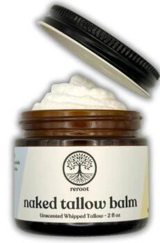 Handmade NAKED TALLOW BALM | 1 Ingredient - 100% Grass Fed Tallow | Whole Body & Face | Whipped & UNSCENTED for Sensititve Dry Skin, Babies, Eczema, Psoriasis, Rosacea (2oz)