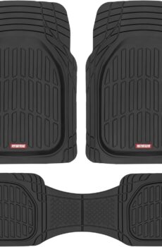 Motor Trend FlexTough Floor Mats for Cars, Deep Dish All-Weather Mats, Waterproof Trim-To Fit Automotive Floor Mats for Cars Trucks SUV, Universal Floor Liner Car Accessories, Black, Full Set