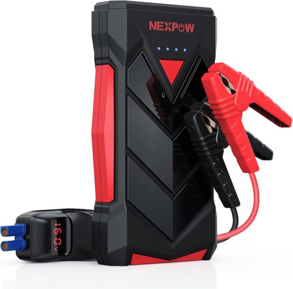 NEXPOW Portable Jump Starter,12V Car Battery Jump Starter Power Pack with USB Quick Charge (Up to 7L Gas or 5.5L Diesel Engine) Battery Booster with Built-in LED Light