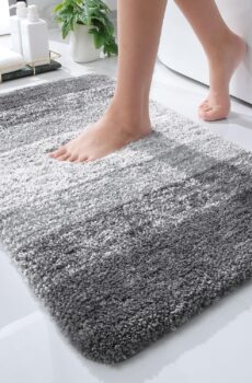 OLANLY Bathroom Rug Mat 24x16, Extra Soft and Absorbent Microfiber Bath Rugs, Non-Slip Plush Shaggy Bath Carpet, Machine Wash Dry, Bath Mats for Bathroom Floor, Tub and Shower, Grey