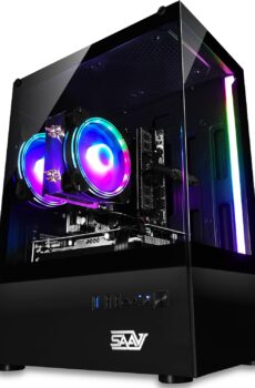 SAAV X1 Prebuilt Gaming PC Desktop – Intel Core i5 3.4GHz, 8GB RAM, GEFORCE GTX 750 GDDR5 GPU, 512GB NVME SSD, WiFi 5, Bluetooth, Win 10, Mouse Keyboard, PC Gaming Computer Desktop, 1-Year Warranty