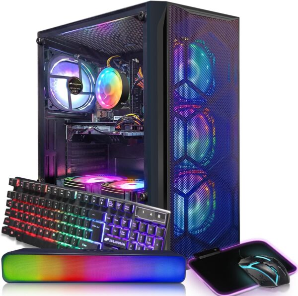 STGAubron Gaming Desktop PC Computer,Intel Core I7 3.4 GHz up to 3.9 GHz,Radeon RX 580 8G GDDR5,16G RAM,512G SSD,WiFi,Bluetooth 5.0,RGB Fanx6,RGB Keyboard&Mouse&Mouse Pad,RGB BT Sound Bar,W10H64