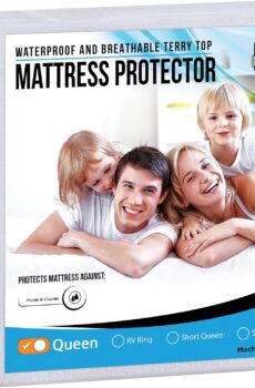 Utopia Bedding Waterproof Mattress Protector Queen Size, Premium Terry Mattress Cover 200 GSM, Breathable, Fitted Style with Stretchable Pockets (White)