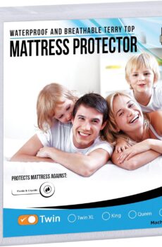 Utopia Bedding Waterproof Mattress Protector Twin Size, Premium Terry Mattress Cover 200 GSM, Breathable, Fitted Style with Stretchable Pockets (White)