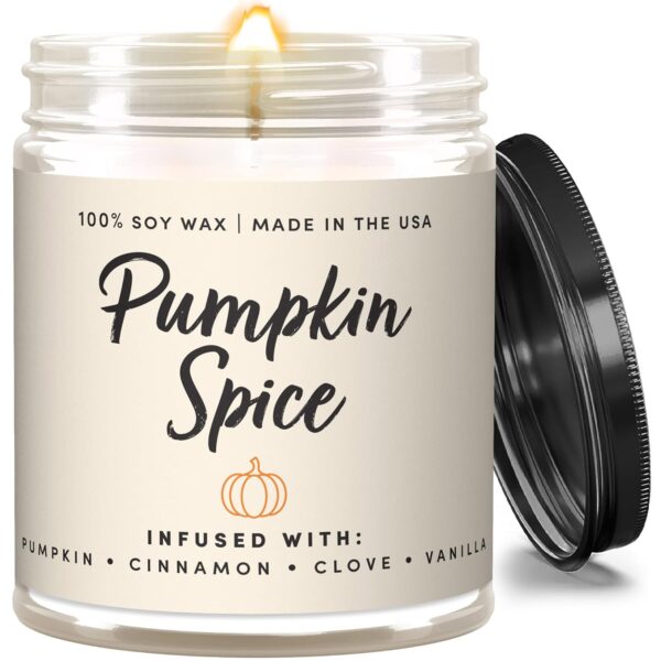 WAX & WIT Fall Candles, Pumpkin Candles, Fall Scented Candles, Fall Gifts for Women, Autumn Candles, Pumpkin Spice Scented Candles, Pumpkin Gifts, Fall Scents - 9oz Reusable Jar, 50 Hour Burn