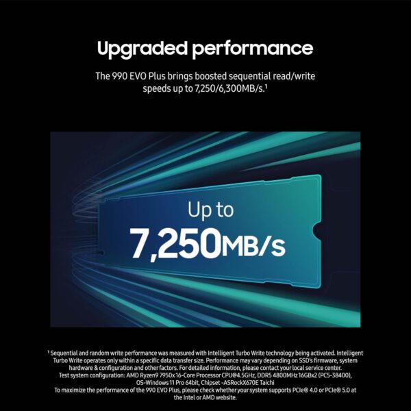 SAMSUNG 990 EVO Plus SSD 4TB, PCIe Gen 4x4 | Gen 5x2 M.2 2280, Speeds Up-to 7,250 MB/s, Upgrade Storage for PC/Laptops, HMB Technology and Intelligent Turbowrite 2.0, (MZ-V9S4T0B/AM) - Image 4