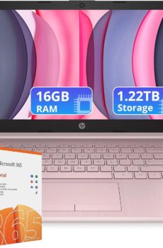 HP Flagship 14″ Laptop with 1 Year Office 365 | 16GB RAM | 1.22TB Storage(64GB EMMC & 160GB Docking Station & 1TB Cloud Storage) | Intel 4-Core Processor| Webcam | Pink | Windows 11