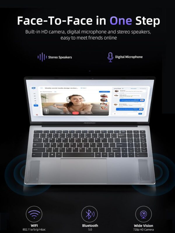 ACEMAGIC Laptop Computer with Intel N95 Windows Laptop 16GB DDR4 512GB M.2 2280 SSD Traditional Laptop Computers 15.6-inch IPS FHD Windows11 WIFI5 BT5.0 HDMI Type-C USB Home Laptops Office Laptops - Image 7