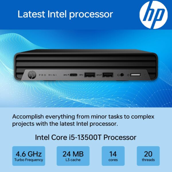 HP Newest ProDesk 400 G9 Desktop Computer, 13th Gen Intel 14-Core i5-13500T (Beat i7-12700), 16GB RAM, 512GB PCIe SSD, Wi-Fi 6, HDMI, DP, Support 3-Monitor 4K, Wired Keyboard and Mouse, Windows 11 Pro - Image 2