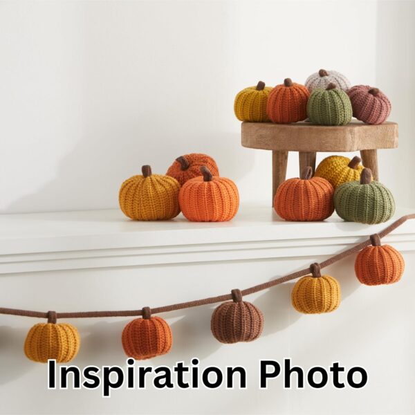 Knit pumpkins set of 12, mini pumpkin decor, orange pumpkim bowl fillers for fall, gold pumpkins for garland, Thanksgiving tablescape, brown (Mini Orange Set 12) - Image 4